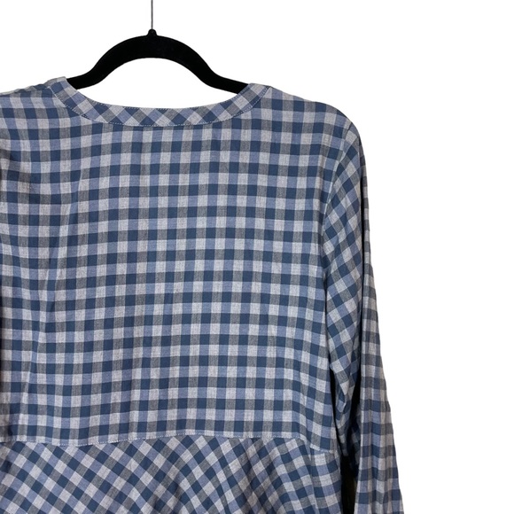 JJill Plaid Oversized Blouse Top Blue Gray Flowing Size Petite Small Long Sleeve - Picture 11 of 16